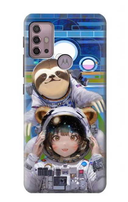 W3915 Raccoon Girl Baby Sloth Astronaut Suit Hard Case and Leather Flip Case For Motorola Moto G30, G20, G10