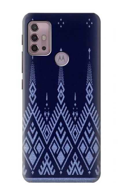 W3950 Textile Thai Blue Pattern Hard Case and Leather Flip Case For Motorola Moto G30, G20, G10