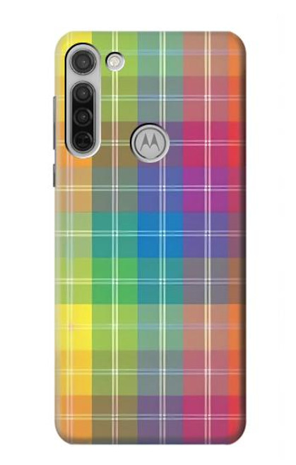 W3942 LGBTQ Rainbow Plaid Tartan Hard Case and Leather Flip Case For Motorola Moto G8