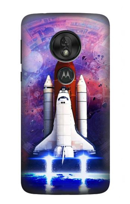 W3913 Colorful Nebula Space Shuttle Hard Case and Leather Flip Case For Motorola Moto G7 Power