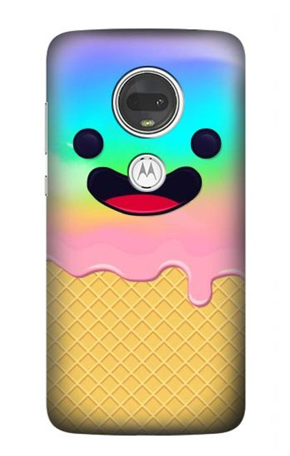 W3939 Ice Cream Cute Smile Hard Case and Leather Flip Case For Motorola Moto G7, Moto G7 Plus