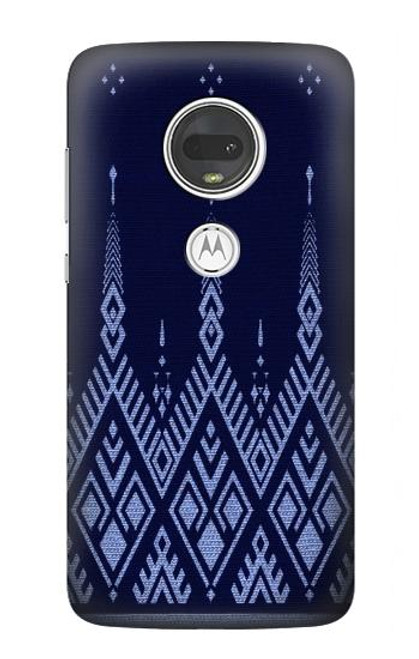 W3950 Textile Thai Blue Pattern Hard Case and Leather Flip Case For Motorola Moto G7, Moto G7 Plus