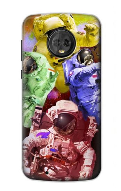 W3914 Colorful Nebula Astronaut Suit Galaxy Hard Case and Leather Flip Case For Motorola Moto G6
