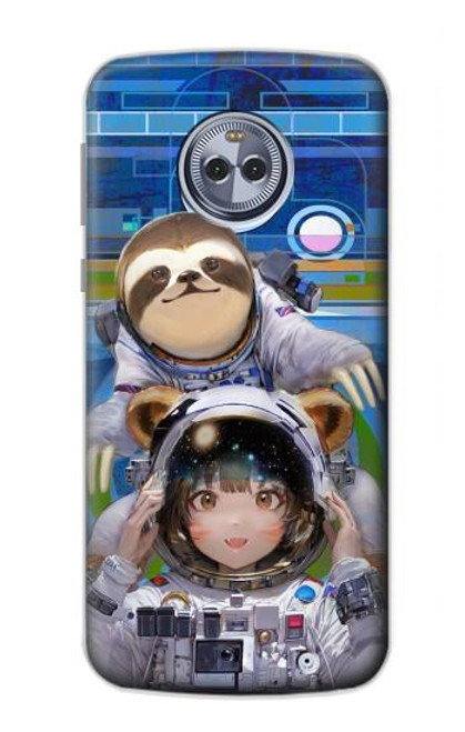 W3915 Raccoon Girl Baby Sloth Astronaut Suit Hard Case and Leather Flip Case For Motorola Moto X4