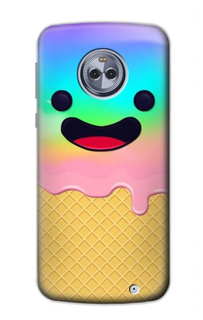 W3939 Ice Cream Cute Smile Hard Case and Leather Flip Case For Motorola Moto X4