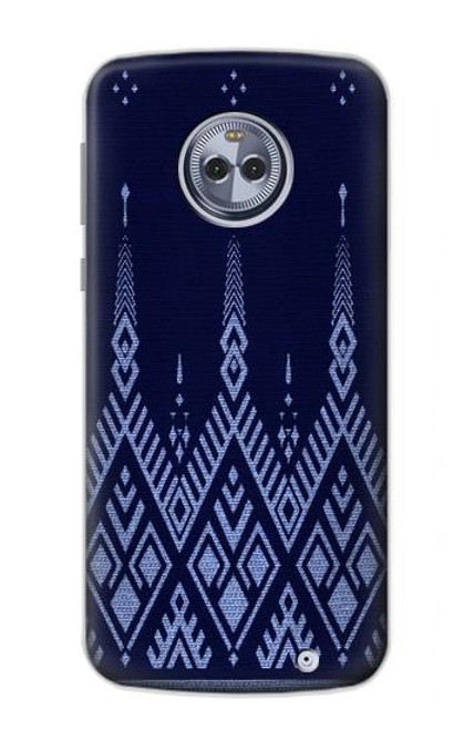 W3950 Textile Thai Blue Pattern Hard Case and Leather Flip Case For Motorola Moto X4