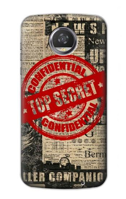 W3937 Text Top Secret Art Vintage Hard Case and Leather Flip Case For Motorola Moto Z2 Play, Z2 Force