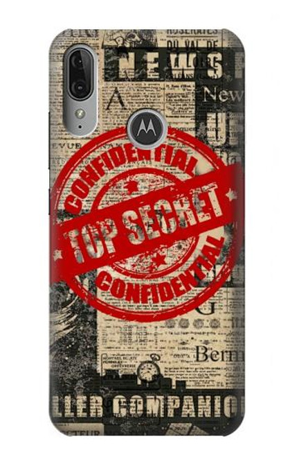 W3937 Text Top Secret Art Vintage Hard Case and Leather Flip Case For Motorola Moto E6 Plus, Moto E6s