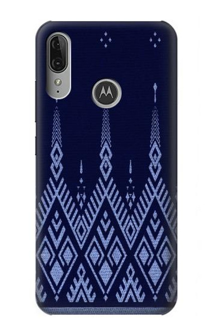W3950 Textile Thai Blue Pattern Hard Case and Leather Flip Case For Motorola Moto E6 Plus, Moto E6s