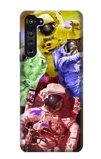 W3914 Colorful Nebula Astronaut Suit Galaxy Hard Case and Leather Flip Case For Motorola Edge