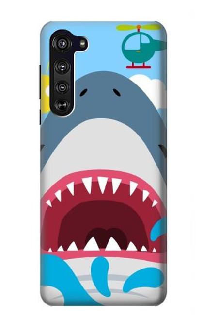 W3947 Shark Helicopter Cartoon Hard Case and Leather Flip Case For Motorola Edge