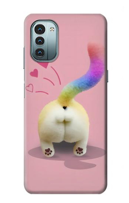 W3923 Cat Bottom Rainbow Tail Hard Case and Leather Flip Case For Nokia G11, G21