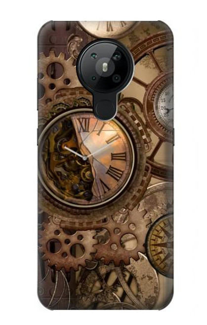 W3927 Compass Clock Gage Steampunk Hard Case and Leather Flip Case For Nokia 5.3