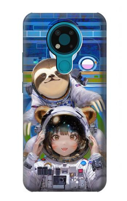 W3915 Raccoon Girl Baby Sloth Astronaut Suit Hard Case and Leather Flip Case For Nokia 3.4