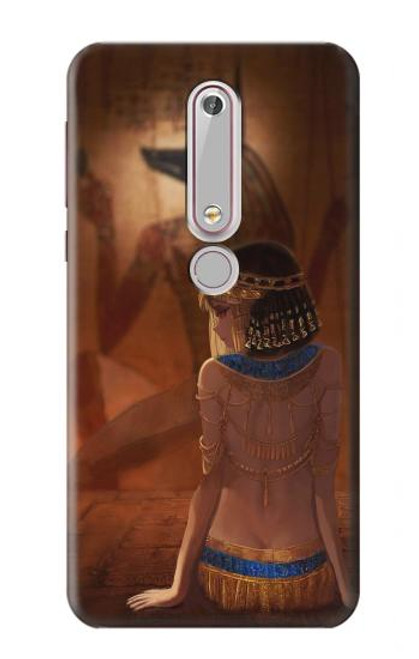 W3919 Egyptian Queen Cleopatra Anubis Hard Case and Leather Flip Case For Nokia 6.1, Nokia 6 2018