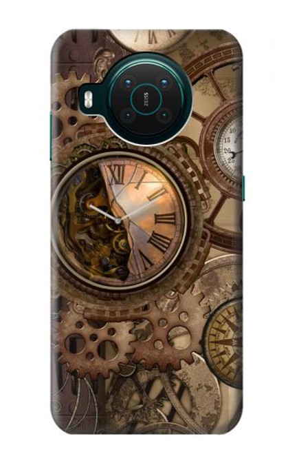 W3927 Compass Clock Gage Steampunk Hard Case and Leather Flip Case For Nokia X10