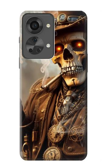 W3949 Steampunk Skull Smoking Hard Case and Leather Flip Case For OnePlus Nord 2T