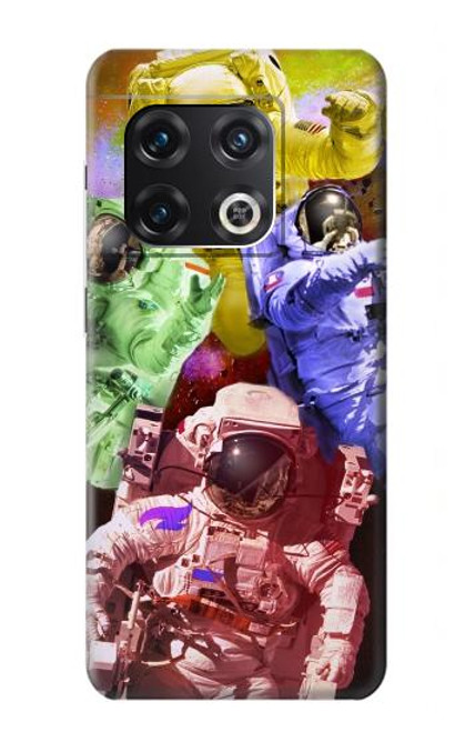 W3914 Colorful Nebula Astronaut Suit Galaxy Hard Case and Leather Flip Case For OnePlus 10 Pro