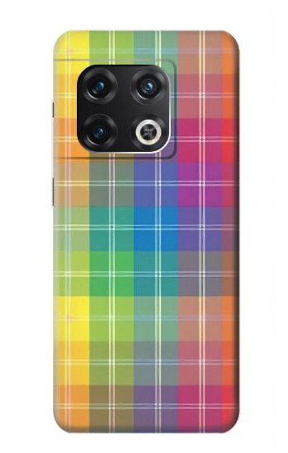 W3942 LGBTQ Rainbow Plaid Tartan Hard Case and Leather Flip Case For OnePlus 10 Pro