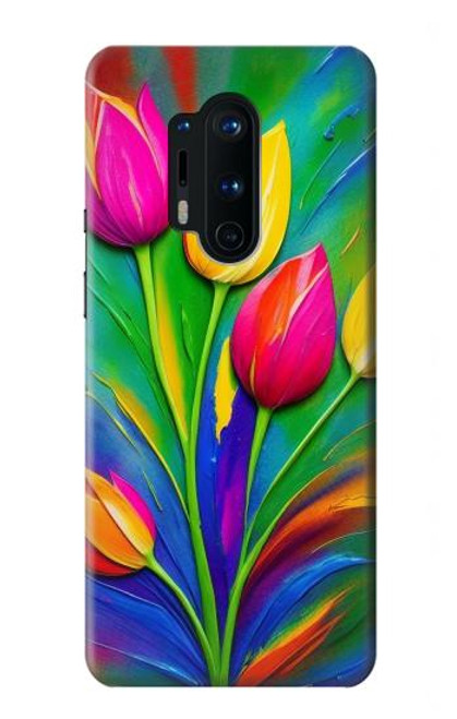 W3926 Colorful Tulip Oil Painting Hard Case and Leather Flip Case For OnePlus 8 Pro