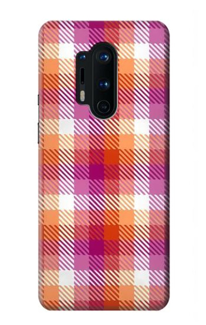 W3941 LGBT Lesbian Pride Flag Plaid Hard Case and Leather Flip Case For OnePlus 8 Pro