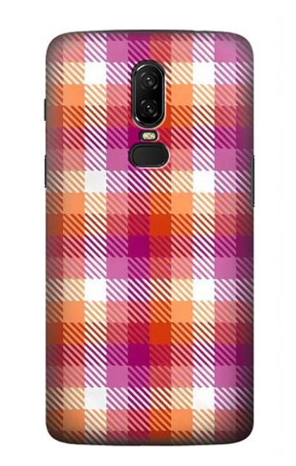 W3941 LGBT Lesbian Pride Flag Plaid Hard Case and Leather Flip Case For OnePlus 6