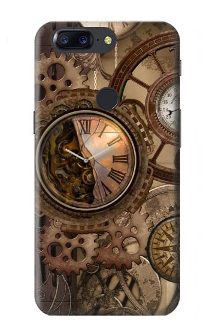 W3927 Compass Clock Gage Steampunk Hard Case and Leather Flip Case For OnePlus 5T