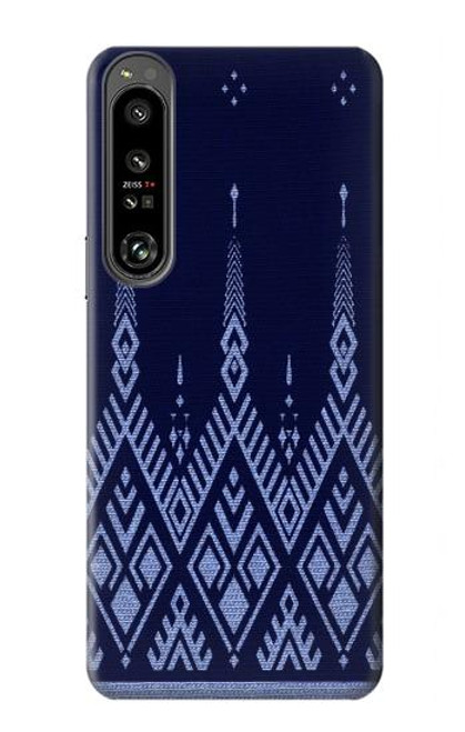 W3950 Textile Thai Blue Pattern Hard Case and Leather Flip Case For Sony Xperia 1 IV