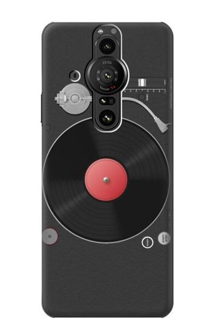 W3952 Turntable Vinyl Record Player Graphic Hard Case and Leather Flip Case For Sony Xperia Pro-I
