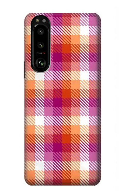 W3941 LGBT Lesbian Pride Flag Plaid Hard Case and Leather Flip Case For Sony Xperia 5 III