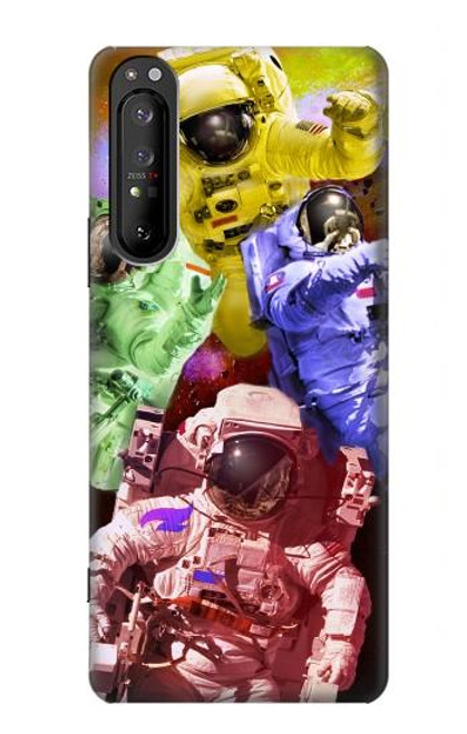 W3914 Colorful Nebula Astronaut Suit Galaxy Hard Case and Leather Flip Case For Sony Xperia 1 II