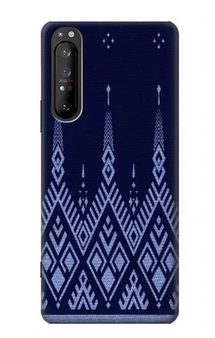 W3950 Textile Thai Blue Pattern Hard Case and Leather Flip Case For Sony Xperia 1 II