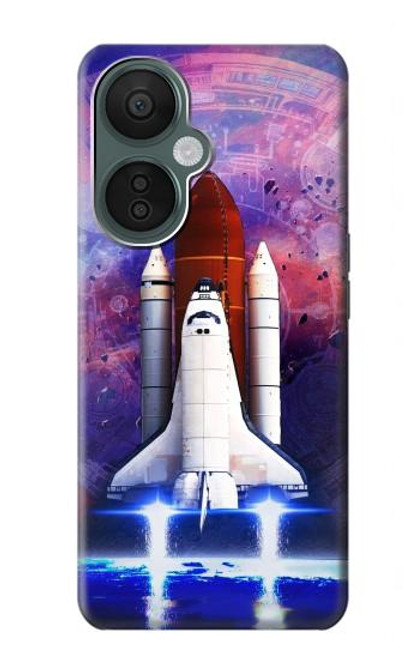 W3913 Colorful Nebula Space Shuttle Hard Case and Leather Flip Case For OnePlus Nord CE 3 Lite, Nord N30 5G