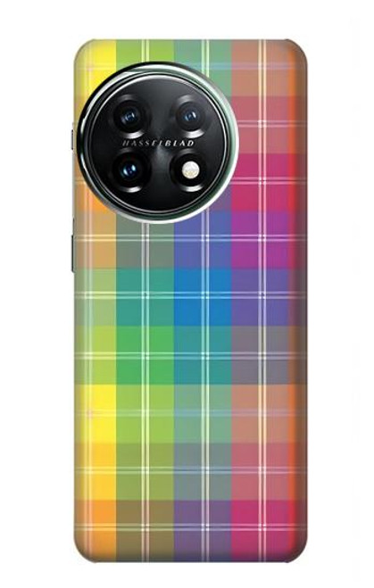 W3942 LGBTQ Rainbow Plaid Tartan Hard Case and Leather Flip Case For OnePlus 11