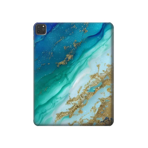 W3920 Abstract Ocean Blue Color Mixed Emerald Tablet Hard Case For iPad Pro 11 (2021,2020,2018, 3rd, 2nd, 1st)