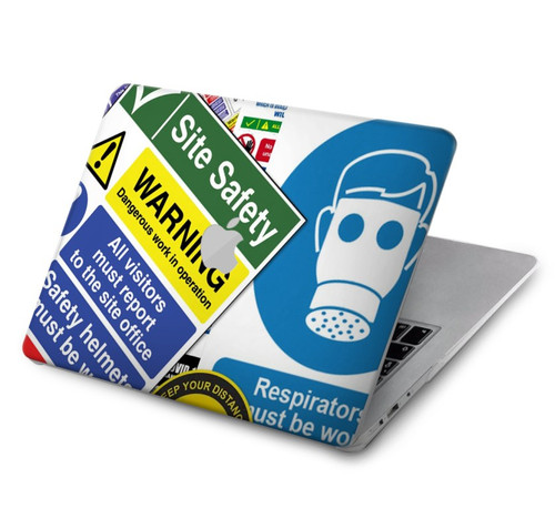 W3960 Safety Signs Sticker Collage Hard Case Cover For MacBook Pro 16 M1,M2 (2021,2023) - A2485, A2780