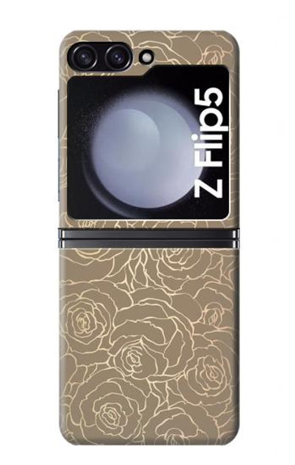 W3466 Gold Rose Pattern Hard Case For Samsung Galaxy Z Flip 5