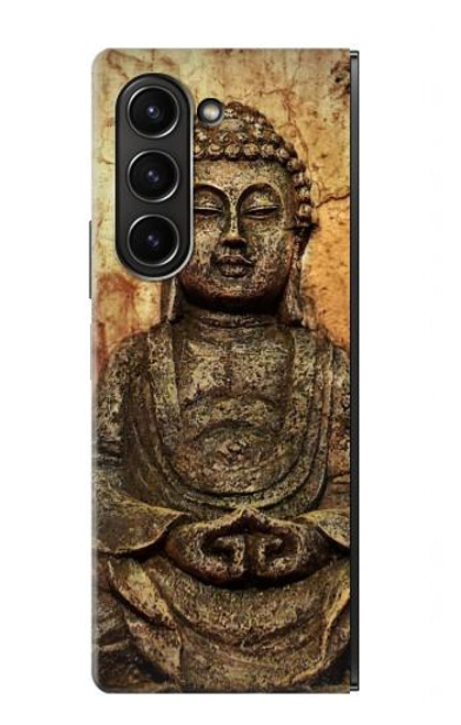 W0344 Buddha Rock Carving Hard Case For Samsung Galaxy Z Fold 5