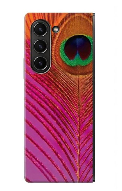 W3201 Pink Peacock Feather Hard Case For Samsung Galaxy Z Fold 5