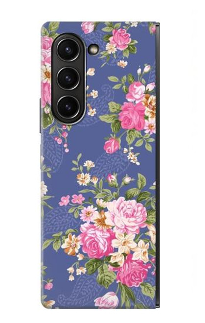 W3265 Vintage Flower Pattern Hard Case For Samsung Galaxy Z Fold 5