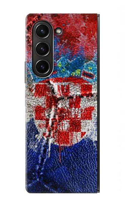 W3313 Croatia Flag Vintage Football Graphic Hard Case For Samsung Galaxy Z Fold 5