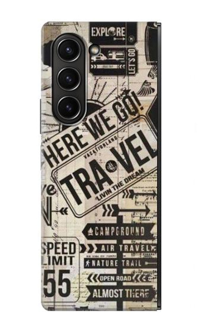 W3441 Vintage Travel Hard Case For Samsung Galaxy Z Fold 5