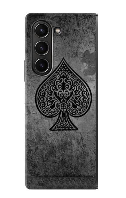 W3446 Black Ace Spade Hard Case For Samsung Galaxy Z Fold 5