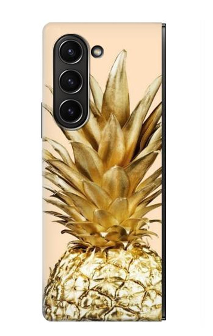 W3490 Gold Pineapple Hard Case For Samsung Galaxy Z Fold 5