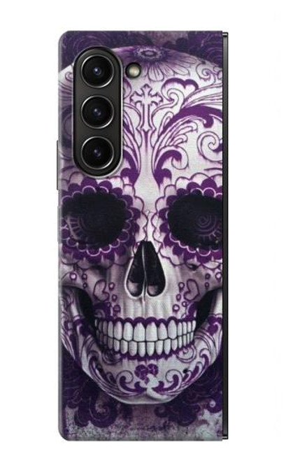 W3582 Purple Sugar Skull Hard Case For Samsung Galaxy Z Fold 5