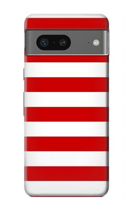 W2364 Red and White Striped Hard Case and Leather Flip Case For Google Pixel 7a