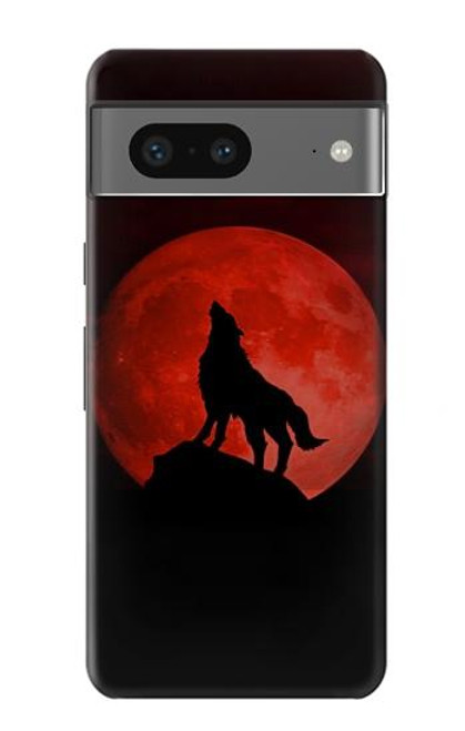 W2955 Wolf Howling Red Moon Hard Case and Leather Flip Case For Google Pixel 7a