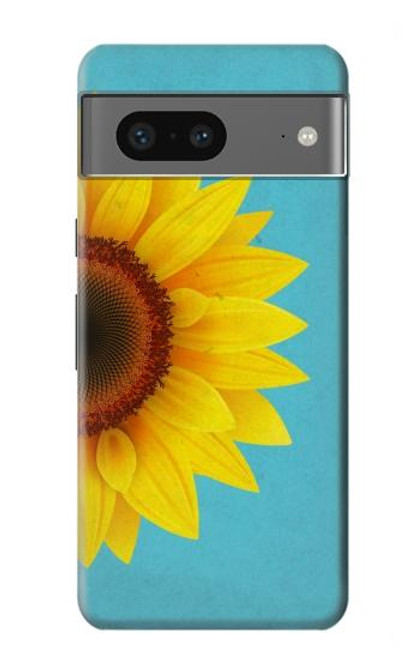 W3039 Vintage Sunflower Blue Hard Case and Leather Flip Case For Google Pixel 7a