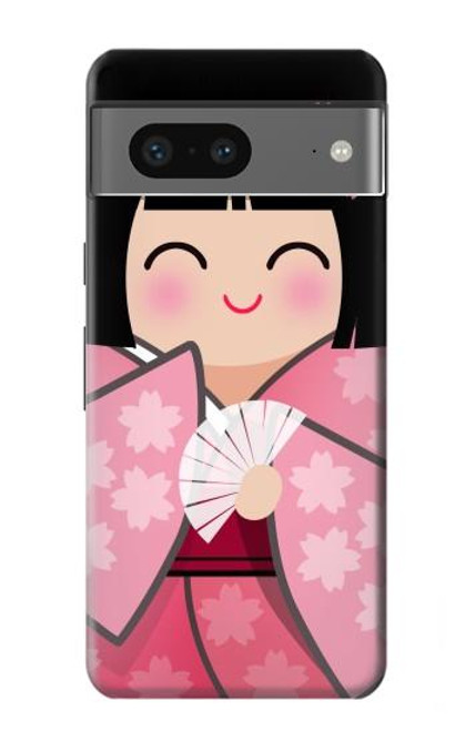 W3042 Japan Girl Hina Doll Kimono Sakura Hard Case and Leather Flip Case For Google Pixel 7a