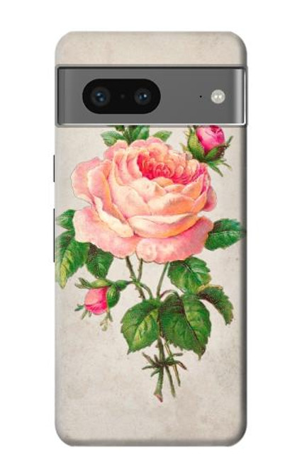 W3079 Vintage Pink Rose Hard Case and Leather Flip Case For Google Pixel 7a